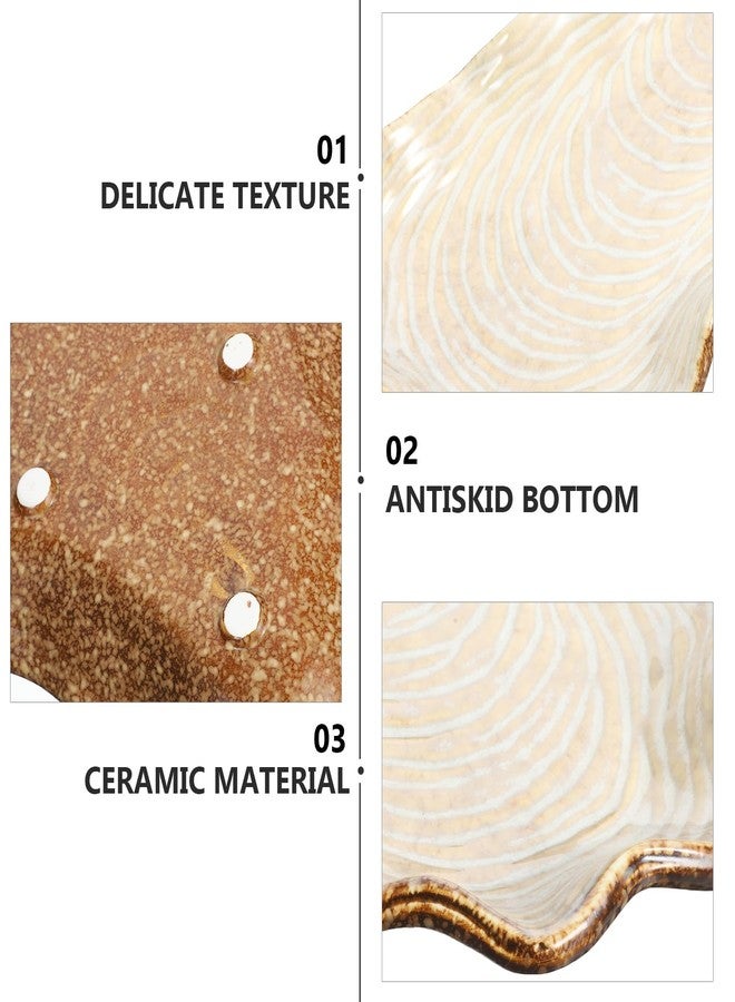 Cabilock Candy Bowl Sea Shell Plate Ceramic Appetizer Plate Dessert Dinner Pasta Bowl Food Serving Tray for Fruit Salad Dessert Candy Tray - Image 4