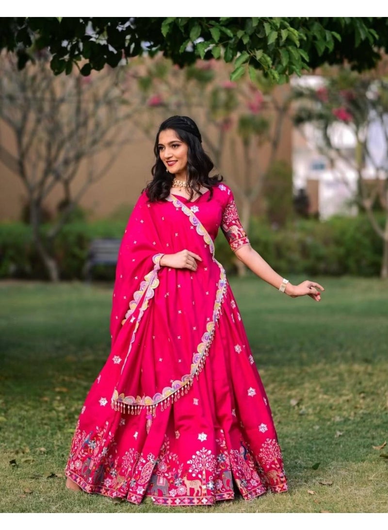 Super Asian Starlit Threads: Chinnon Lehenga Choli Set with Elegant Embroidery & Sequence Glow  - Image 2