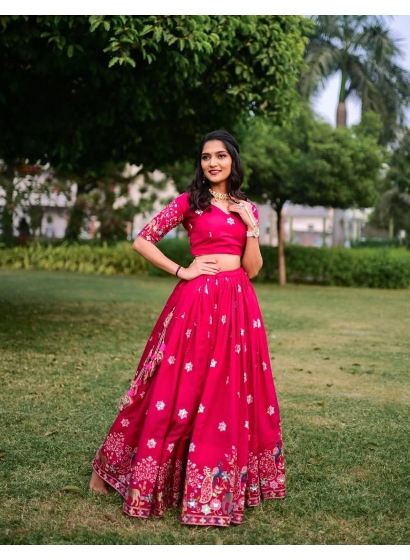 Super Asian Starlit Threads: Chinnon Lehenga Choli Set with Elegant Embroidery & Sequence Glow  - Image 4