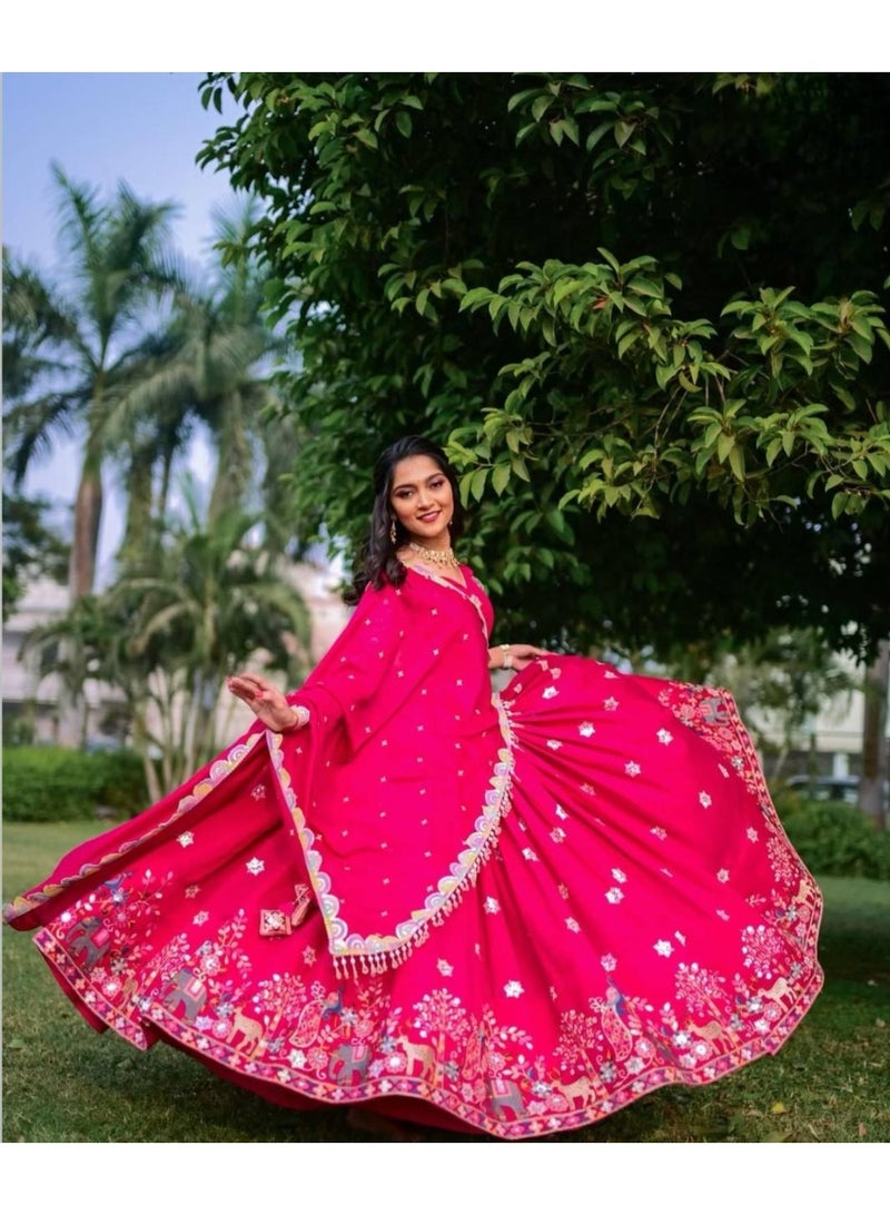 Super Asian Starlit Threads: Chinnon Lehenga Choli Set with Elegant Embroidery & Sequence Glow  - Image 1