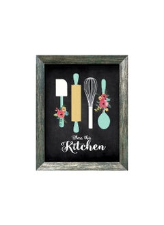 The House Of Memories The House of Memories Bless This Kitchen Accessorises Design Wall Decor Home Room Decorative B Wall Mounted Metallic Distress Look Moulding MDF Frames for Living Room Bedroom 8 x 10  - Image 1