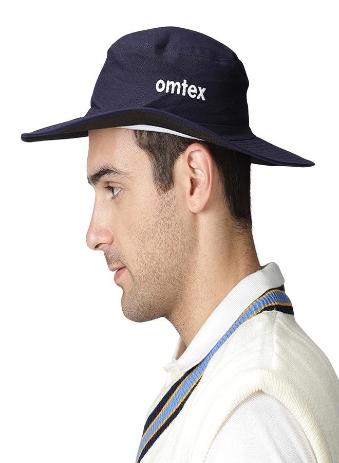 omtex Cricket Panama Club Hat with Mesh Extra Wide Brim and Multiple Eyelets - Blue - X-Large - Image 5