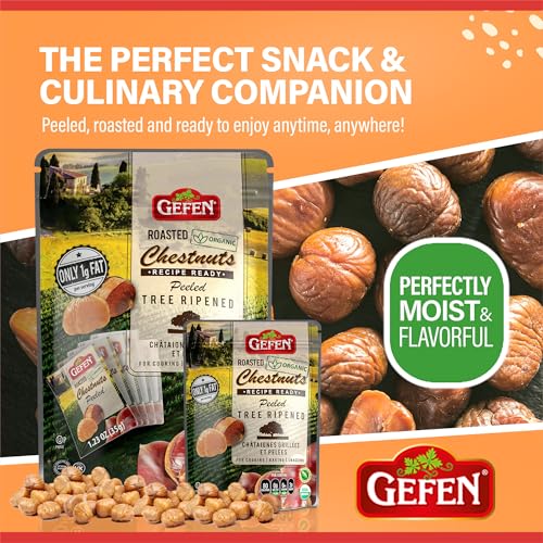 Gefen Organic Whole Roasted & Peeled Chestnuts, 1.23oz (15 Pack) Perfect Grab n' Go Snack | Keto Freindly | Certified Kosher (Including Passover) - Image 2