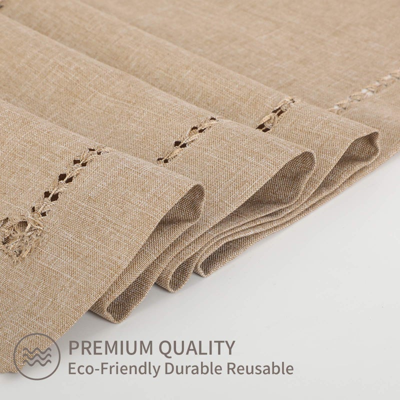 Tosewever Decorative Hemstitch Linen Table Runner Farmhouse Style Tabletop Collection Handcrafted Table Runners for Everyday Dining Wedding Party Holiday Home Decor (14 x 72 Inches  Light Coffee) - Image 5