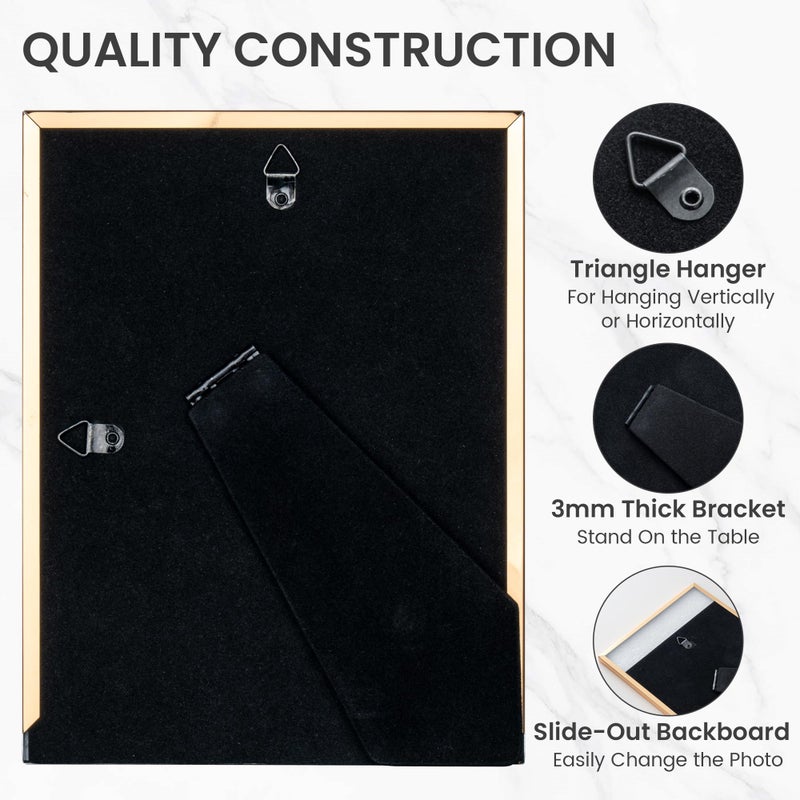 Venusmiles 5x7 Enamel Picture Frame  Gold Metal Edge with Easel  Real Glass Photo Frame for Wall and Tabletop Display Family Office Photo Gallery  Red Enamel/1pc - Image 4