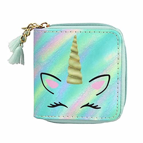 Timlee Cute Rainbow Unicorn Wallet For Girls Kids Zipper Wallet Short Clutch Bag PU Leather Purse,Christmas Gift Women Wallets (0316M) - Image 1