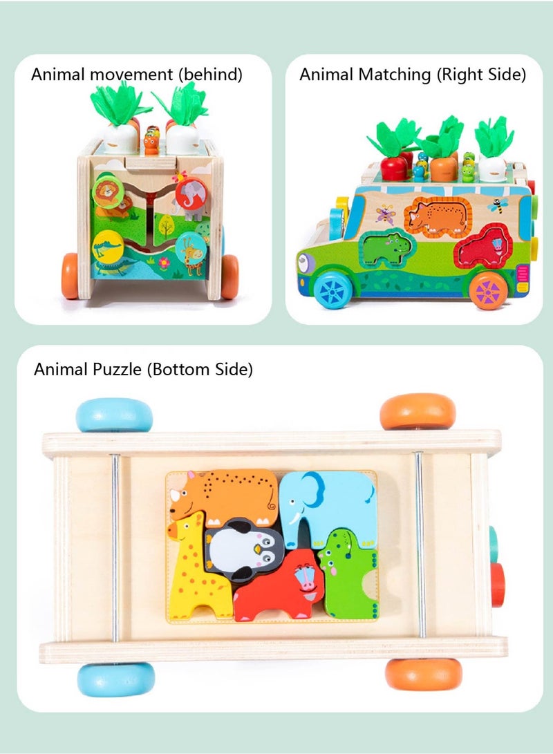 Montessori Wooden Farm Adventure Bus - 5-in-1 Sensory Toy with Magnetic Worm Pulling & Carrot Harvesting | Early Educational Toys for Toddlers 1+ Year Old - Image 5