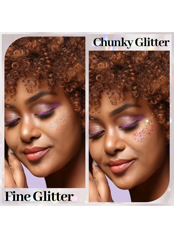 FANDAMEI - FANDAMEI Body Glitter, 2PCS Body and Face Glitter White, 1PCS Chunky Glitter 1PCS Fine Glitter Gel, Face Glitter Makeup, Hair Glitter Gel, Glitter for Mermaid Makeup, Halloween Festival Rave Glitter - Image 1