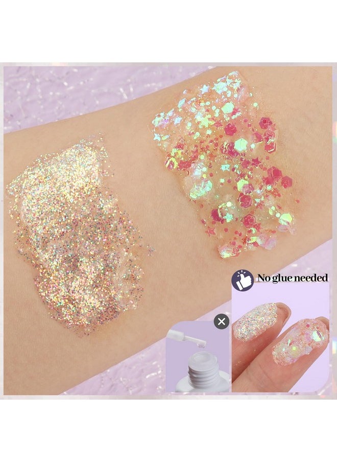 FANDAMEI - FANDAMEI Body Glitter, 2PCS Body and Face Glitter White, 1PCS Chunky Glitter 1PCS Fine Glitter Gel, Face Glitter Makeup, Hair Glitter Gel, Glitter for Mermaid Makeup, Halloween Festival Rave Glitter - Image 1