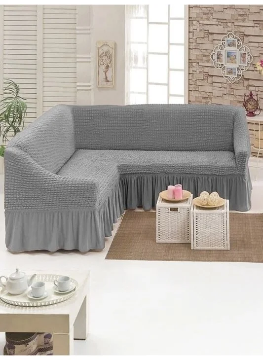 Heytgah Bürümcük L Corner Sofa Cover Elastic Gray