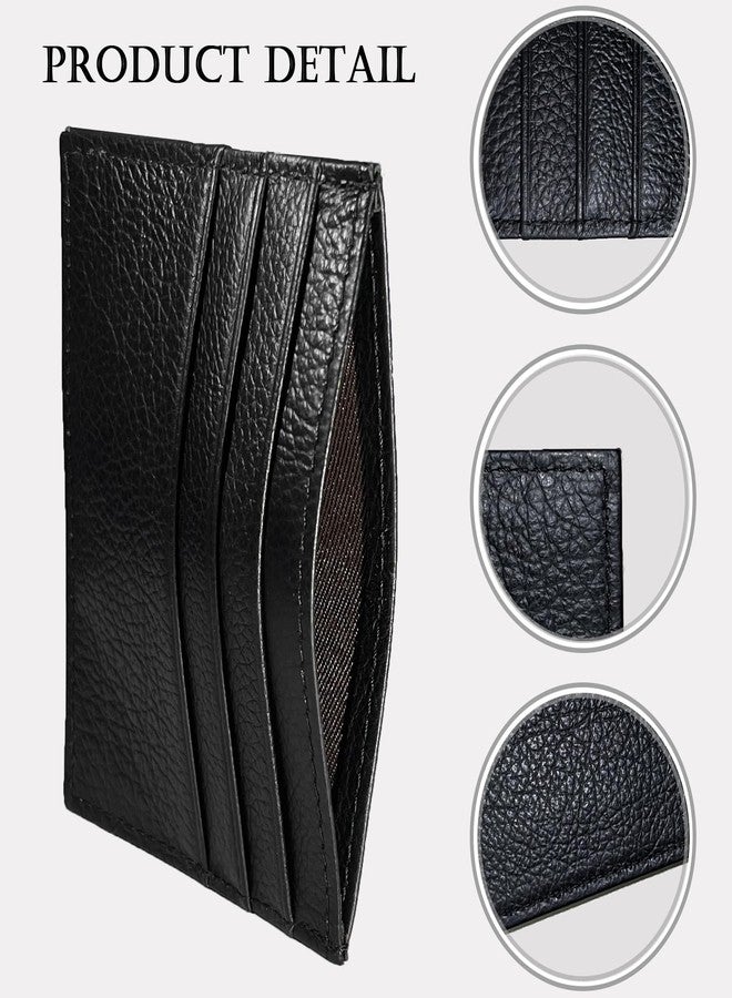 WOXVM Credit Card Holder Wallet RFID Blocking Slim Credit Card Cases Holder Premium Leather Minimalist Front Pocket Small Wallet with 6 Card Slots and 1 Pockets for Men Women, Black, 4.13 inches x - Image 3