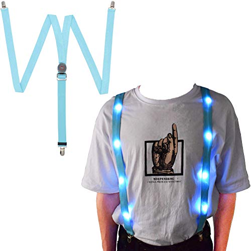 AMNQUERXUS Christmas LED Glow Light Up Suspenders Trouser Braces Y Shape Suspenders for Men Women (Blue) - Image 1