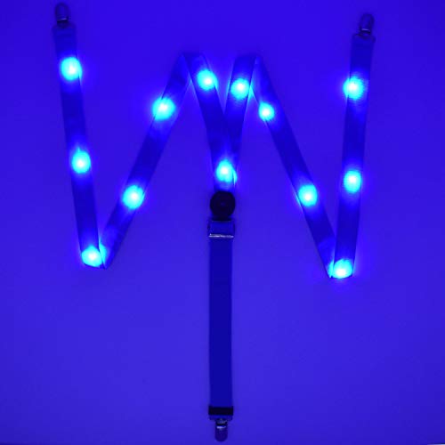 AMNQUERXUS Christmas LED Glow Light Up Suspenders Trouser Braces Y Shape Suspenders for Men Women (Blue) - Image 3