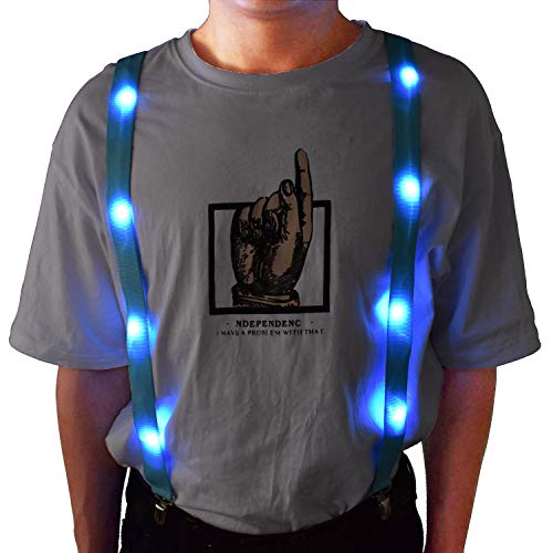 AMNQUERXUS Christmas LED Glow Light Up Suspenders Trouser Braces Y Shape Suspenders for Men Women (Blue) - Image 5
