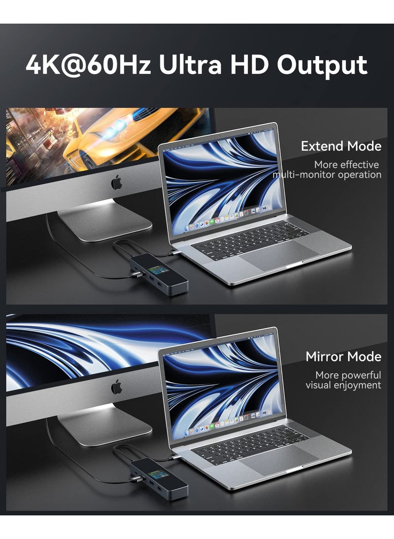 DOCKCASE Visual Smart USB C Hub (6-in-1) with HDMI Port 4K@60Hz, USB-C and 3 USB-A 5Gbps Data Ports, 100w PD Power Delivery, for MacBook Air, MacBook Pro, XPS, and More