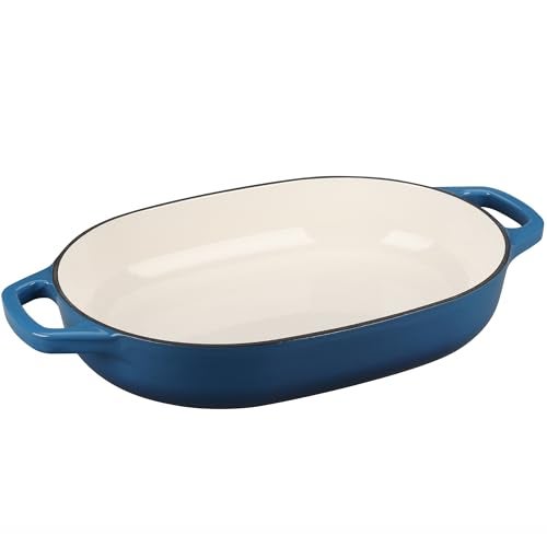 EDGING CASTING Enameled Cast Iron Oval Dutch Oven Pot with Lid, Dutch Oven for Sourdough Bread Baking, Bread Oven, Bread Dutch Oven, Oval Bread Pan, 7qt, Lake Blue - Image 4