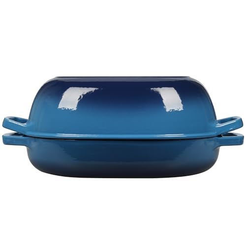 EDGING CASTING Enameled Cast Iron Oval Dutch Oven Pot with Lid, Dutch Oven for Sourdough Bread Baking, Bread Oven, Bread Dutch Oven, Oval Bread Pan, 7qt, Lake Blue - Image 5