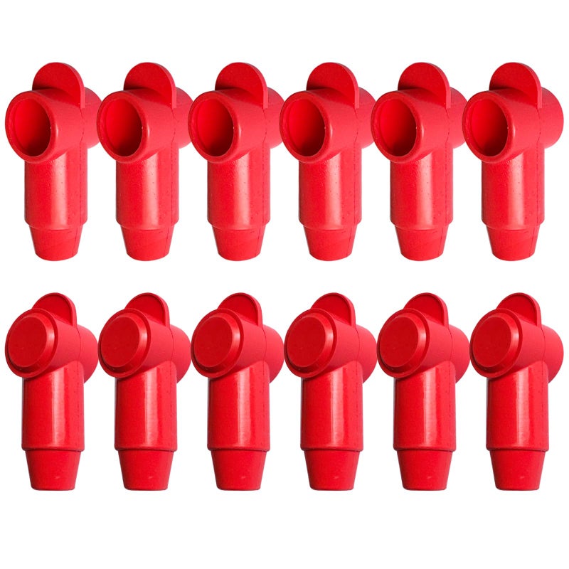 Ampper 12 Pcs Silicone 38 Stud Terminal Covers Flexible Post Terminal Cover Protector Boot for Battery Power Junction Block Post Fits 130 Gauge Wire Red
