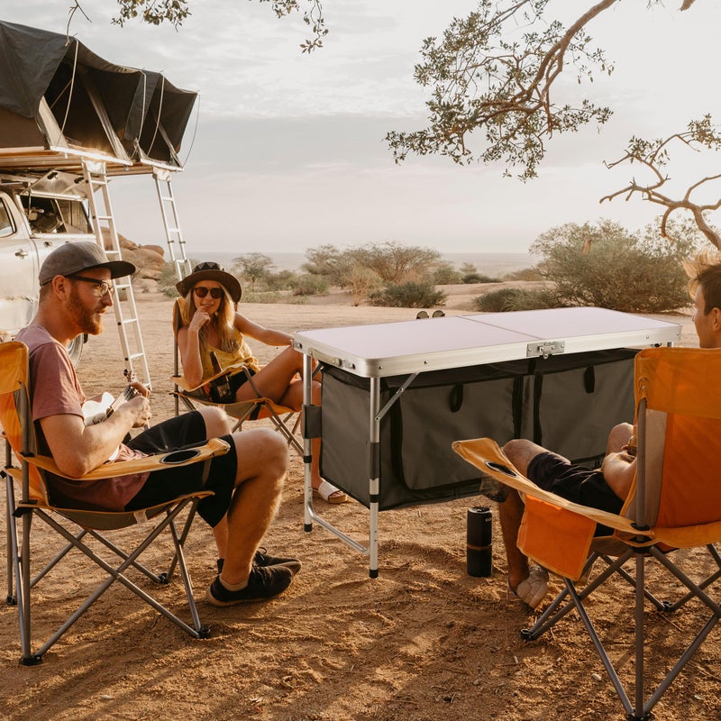 Wakeman Folding Camping Table with Storage - Lightweight and Portable Aluminum Camp Table with Adjustable Height for Outdoor Travel, Beach, BBQ, Party, Picnic, and Glamping by Wakeman Outdoors - Image 3