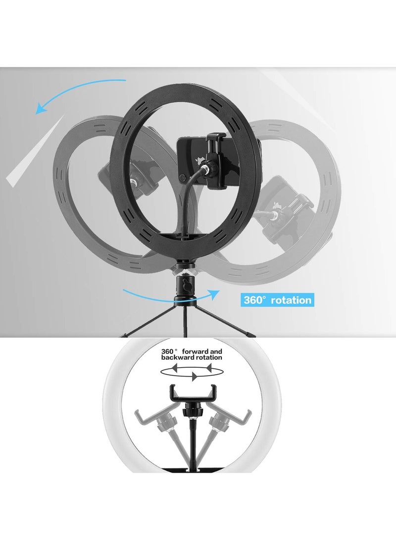 10" Selfie Ring Light with Tripod Stand & Phone Holder - Portable Desk LED Light for Photography, Makeup, Video & Live Streaming - Image 3