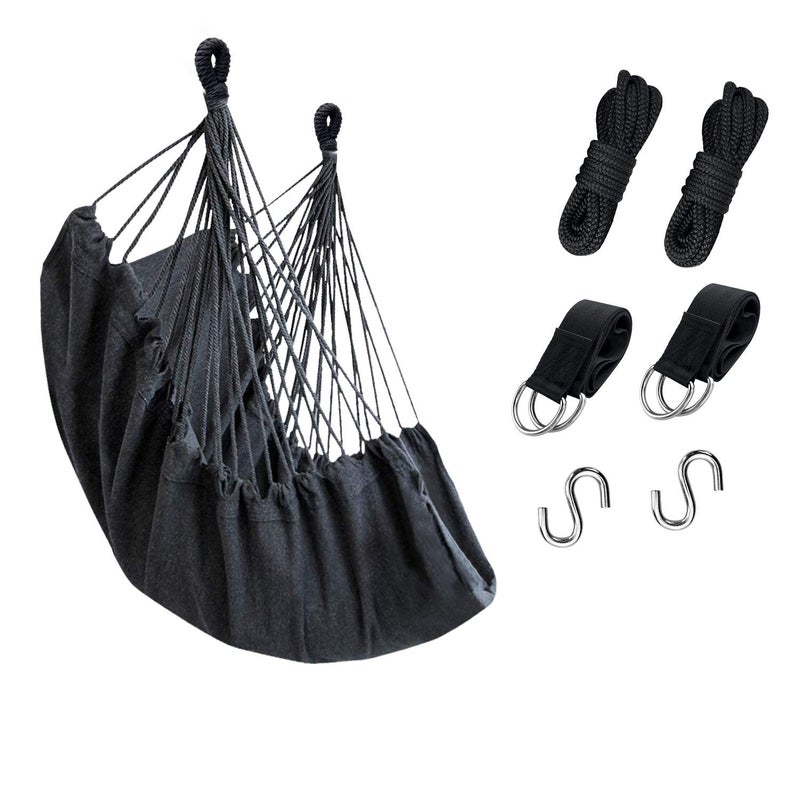 KPX Ourdoor Hanging Hammock Chair â€“ Comfortable Tree Swing Chair Large Size 110X130cmï¼ˆWithout Pillowsï¼‰ - 330 Lbs Weight Capacity (Dark Gray) - Image 1