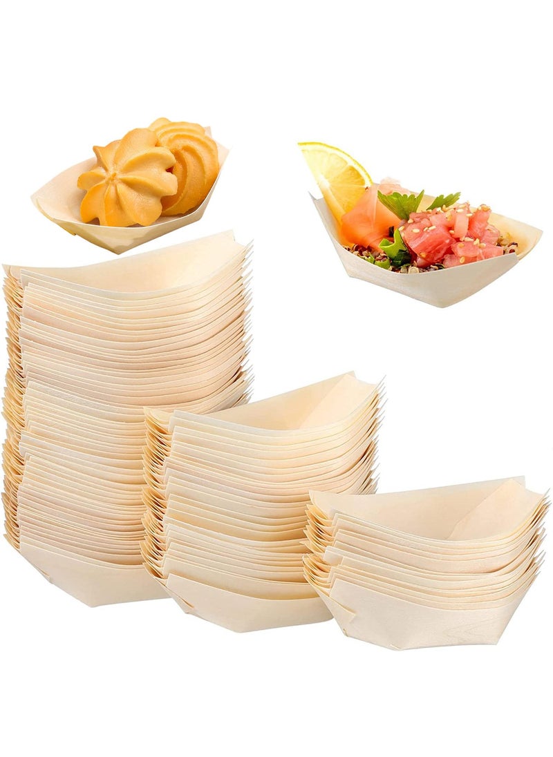 Sweet seven Bamboo Wooden Boat Plates Set - 50 Mini Sushi Boat Serving Trays for Catering & Home Use - Eco-Friendly Bamboo Leaf Food Containers - Ideal for Sushi & More - 3.3x2.3 inches  - Image 1
