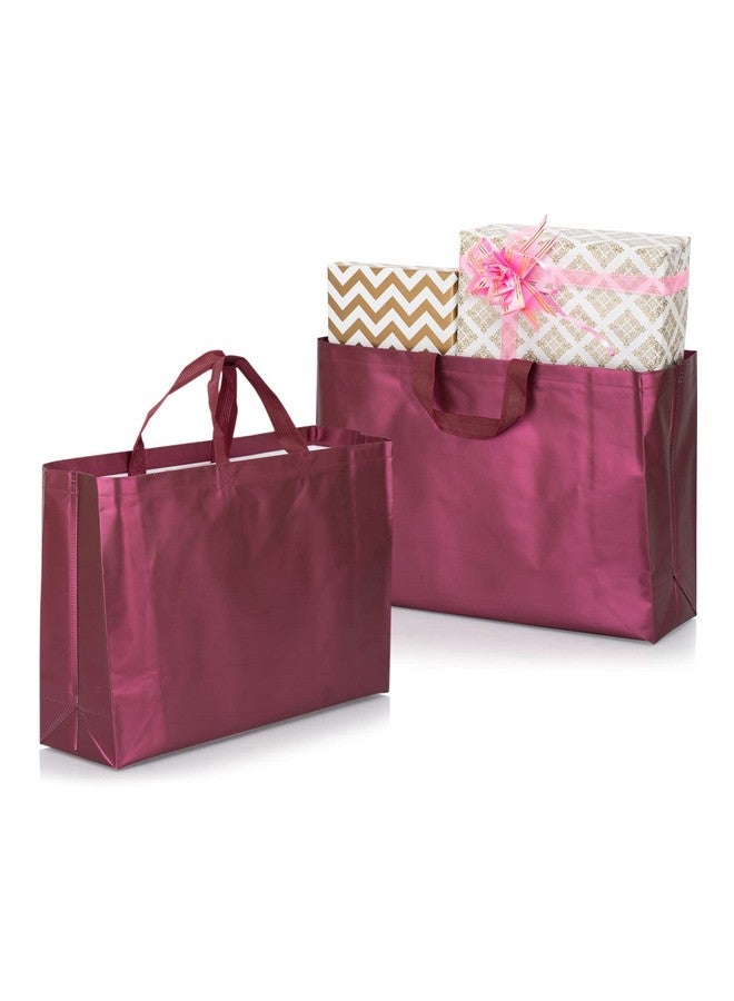 Drapme Large Size Pack of 30 Pcs Matt Metallic Laminated Non-Woven Reusable Eco-Friendly Party Return Gift Bags (Wine) (Large 17x12x5 Inch) - Image 1