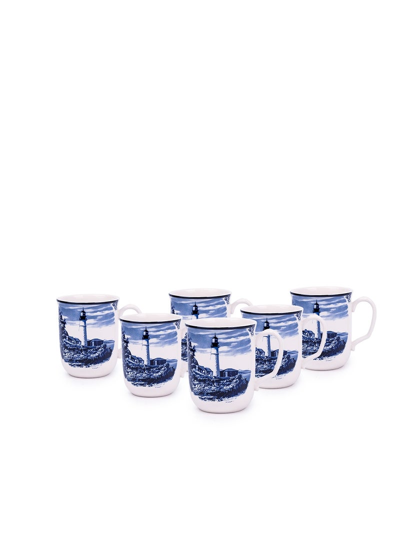 Claytan Lighthouse Blue 370ml Ceramic Mug (set of 6)