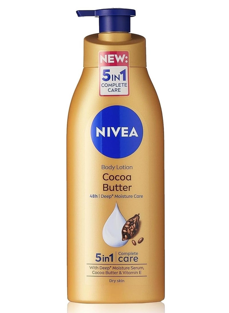 Nivea لوشن الجسم كاكاو نورش 48 ساعة+ ترطيب مكثف مع حمض الهيالورونيك النقي وزبدة الكاكاو وسيروم التغذية العميقة للبشرة الجافة 400 مل - Image 3
