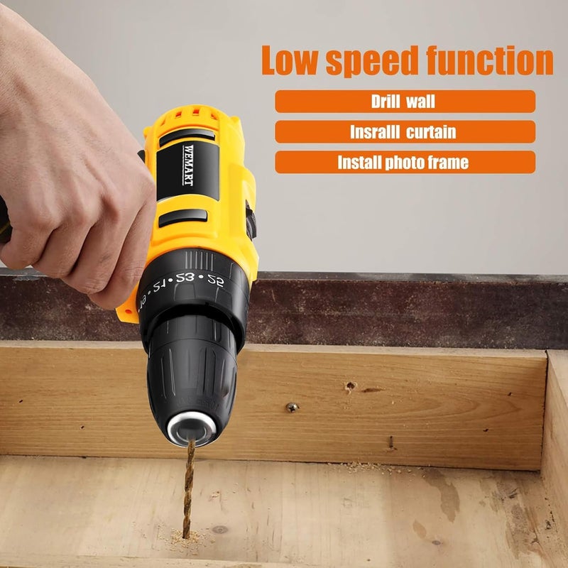 WEMART 128 Piece Power Tools Kit With 36V Cordless Drill, 25+3 Clutch With Impact, Professional Household Home Tool Kit Set With Diy Hand Tool Kits For Garden Office House Repair Maintain - Image 4