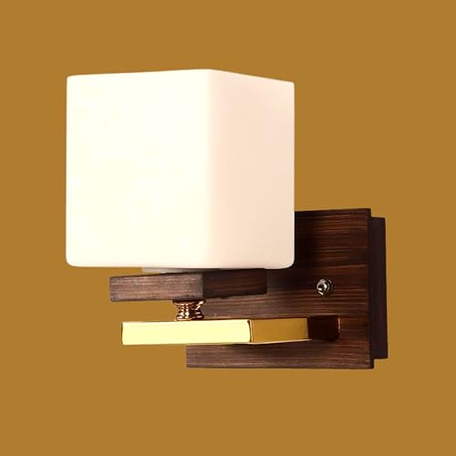 ELIANTE Key Wood and Iron Wall Light | Glass Wall Lamp for Living Room, Bedroom, | 3 Years Warranty | Free - LED LAMP - Image 1
