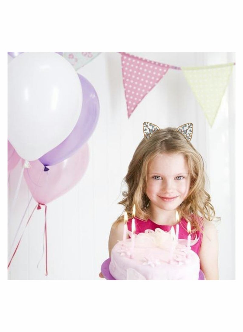 Zikra 3 Pieces Crystal Cat Ears Headbands Rhinestone Hair Hoop Women Girls Kids Party Decoration Headdress Cosplay Costume Head Wear - Image 4