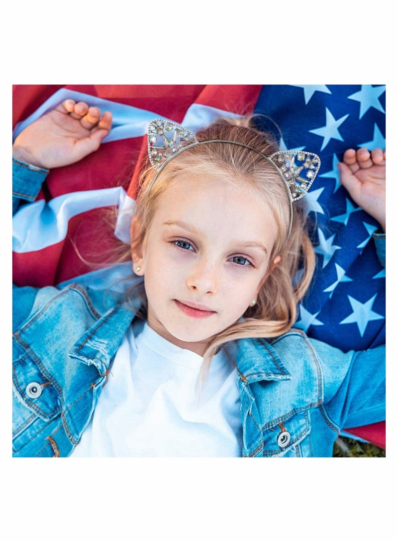 Zikra 3 Pieces Crystal Cat Ears Headbands Rhinestone Hair Hoop Women Girls Kids Party Decoration Headdress Cosplay Costume Head Wear - Image 3