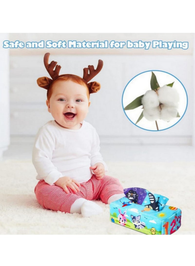 للأطفال من 0 إلى 18 شهرًا - صندوق مناديل حسّي ناعم - لعبة للأطفال الصغار لممارسة التمارين بالأصابع - نشاط تنموي مبكر - ألعاب حسّية مهدئة لتطوير الذكاء - ألعاب تعليمية ملونة وإبداعية عملية للأطفال الرضع - Image 3