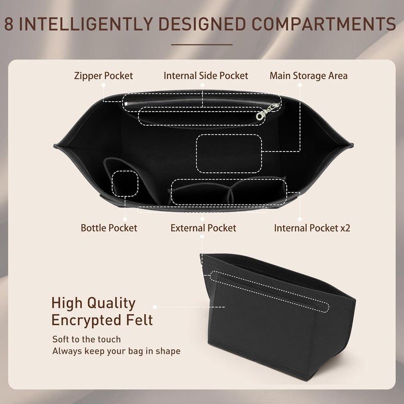 إدراج منظم Longchamp 2025 من Doxo منظم حقيبة كبير مع حامل أكواب، متوافق مع حقائب le pliage Tote اليدوية (L، أسود) - Image 4