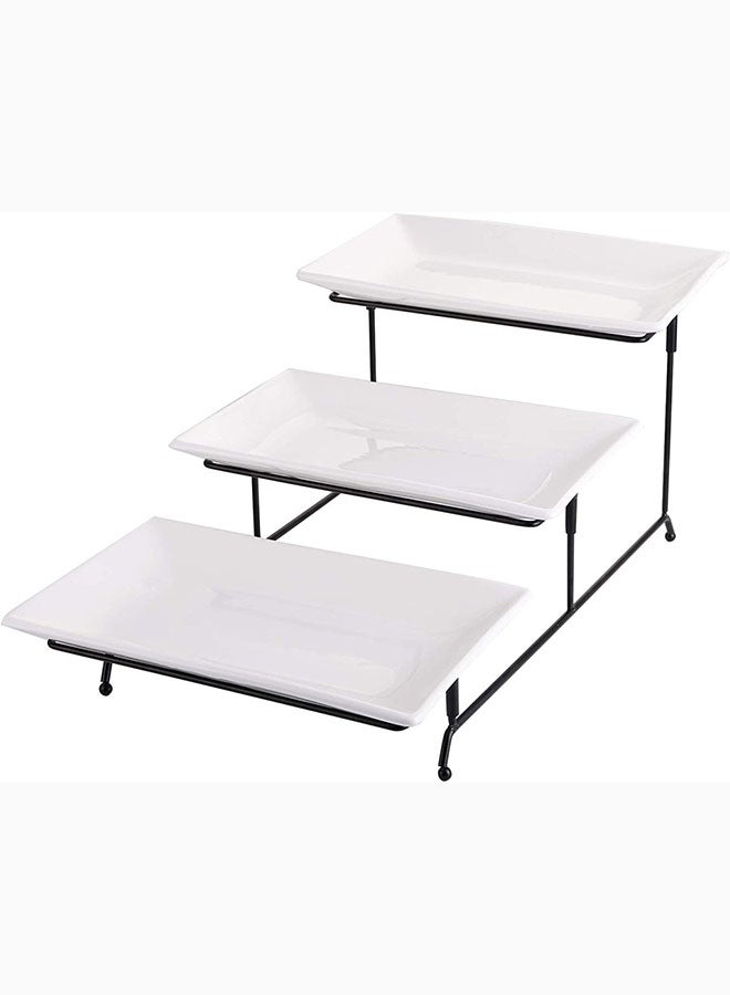 AKDC 3 Tier Serving Platters - Three Tiered Cupcake Tray Stand Food Serving Display Plate Rack For Weddings Tea Parties Birthdays - Image 1