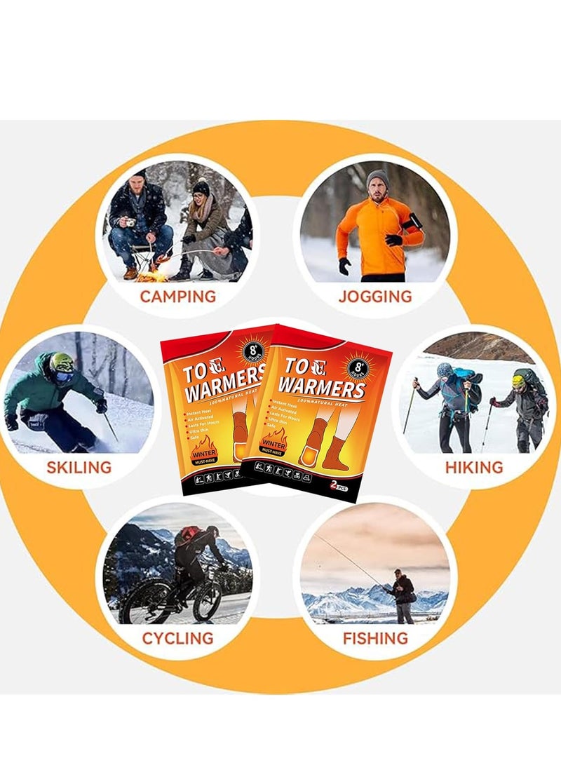 تدفئة إصبع القدم ، ما يصل إلى 8 ساعات من الحرارة طويلة الأمد ، دافئ أقدام النعل الساخن ، تدفئة أصابع القدم الفورية تدفئة الهواء اللاصقة التي يمكن التخلص منها للأنشطة الخارجية الشتوية ، 5 أزواج - Image 2