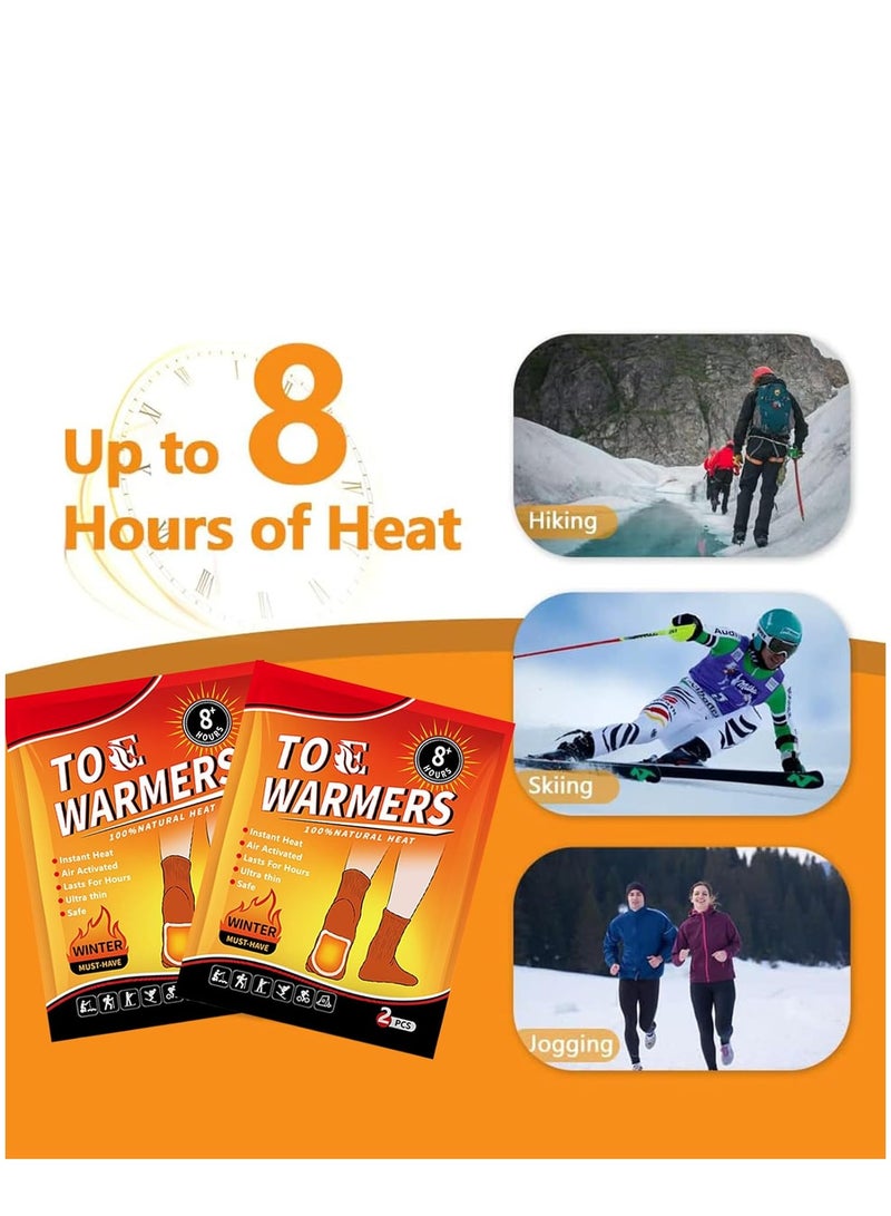 تدفئة إصبع القدم ، ما يصل إلى 8 ساعات من الحرارة طويلة الأمد ، دافئ أقدام النعل الساخن ، تدفئة أصابع القدم الفورية تدفئة الهواء اللاصقة التي يمكن التخلص منها للأنشطة الخارجية الشتوية ، 5 أزواج - Image 5