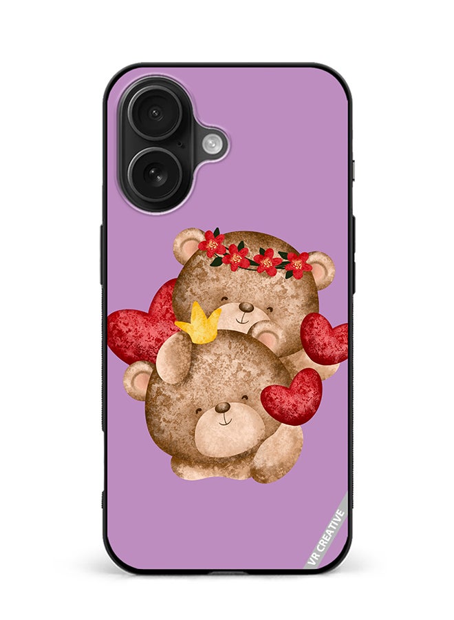 Protective Case Cover For Apple iPhone 16 Plus Bear Love Design Multicolour