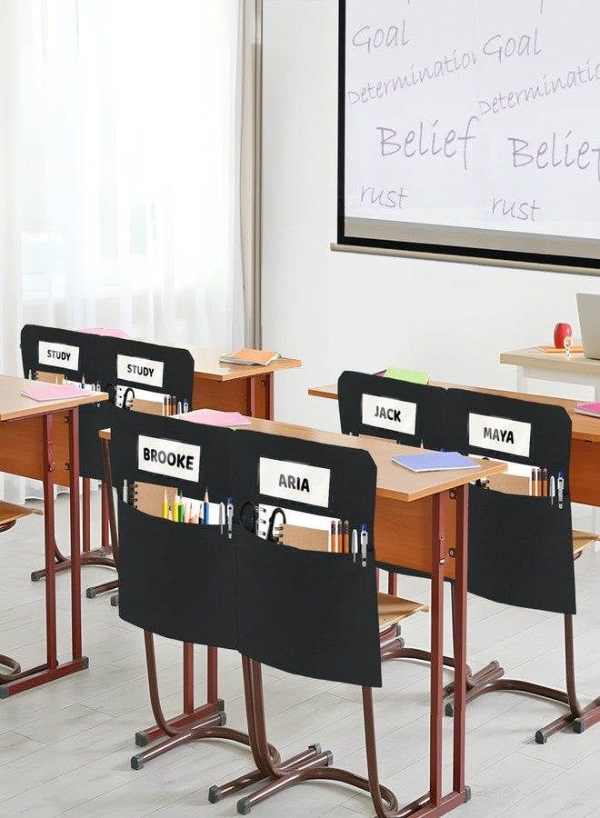 Flickzy 4 Pack Chair Pockets for Classrooms, 16 x 19 inch Pocket Chart Back of Chair Organizer for Kids with Name Tag, Seat Sacks for Classroom Chairs Seat Storage (Black, 4Pack) - Image 4