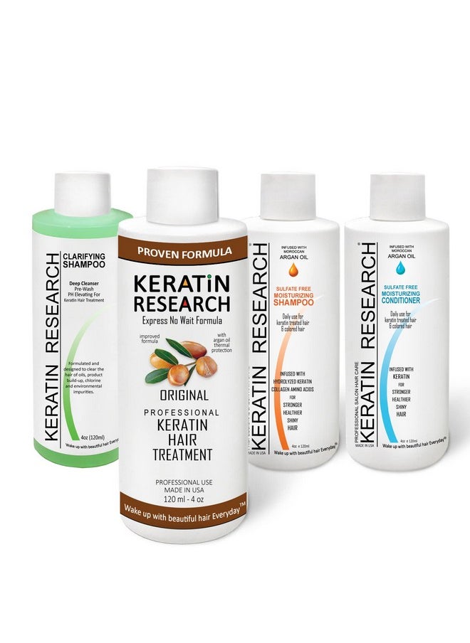 KERATIN RESEARCH 4X 120Ml Complex Long Lasting Brazilian Keratin Hair Treatment Blowout , Argan Oil Straightening Smoothing Professional Results Keratina  - Image 1