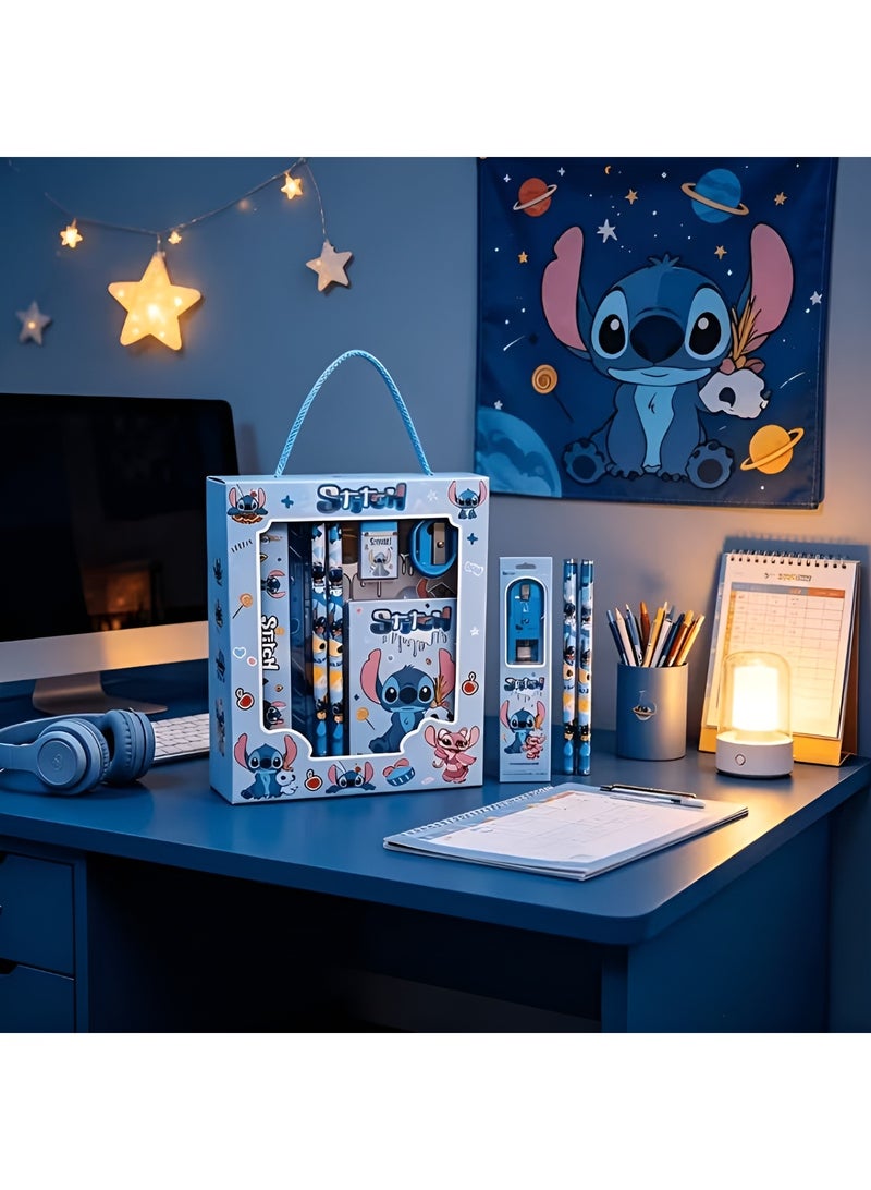 Disney Stitch 6-Piece Stationery Gift Set for Kids | Included 2 Pencils, Ruler, Eraser, Sharpener & Notepad | Cute School Supplies Kit | Back 2 School Edition - Image 4