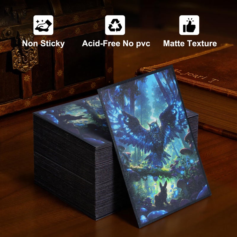 KABINKA MTG Card Sleeves - 100 Standard Size Pack Clear Front & Matte Finish Back with Owl, Premium Sleeves for Magic The Gathering TCG - Image 3