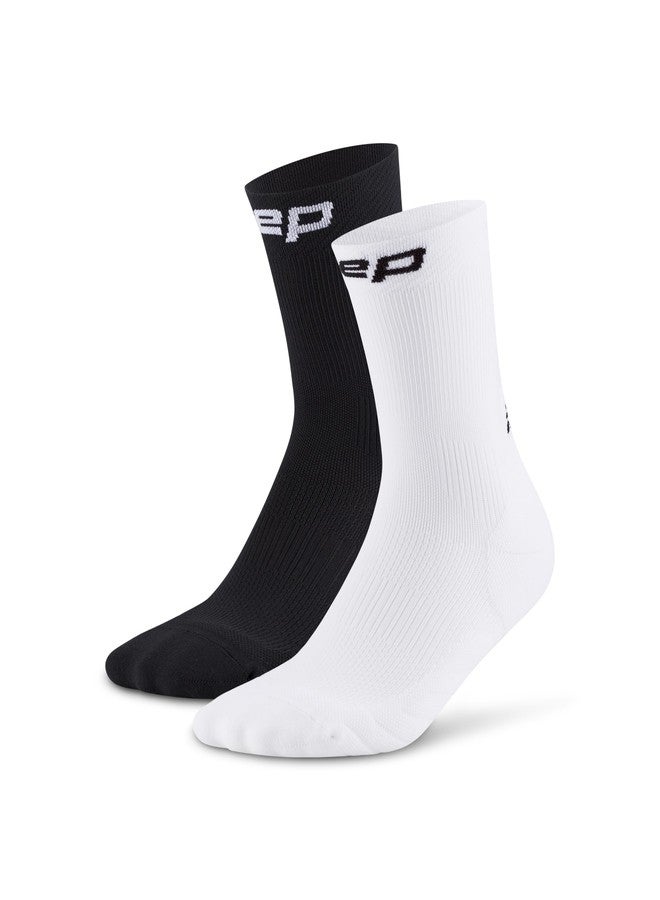CEP Core Run Mid Cut Socks 5.0, 2-PACK, White + Black, Unisex, MD - Image 1