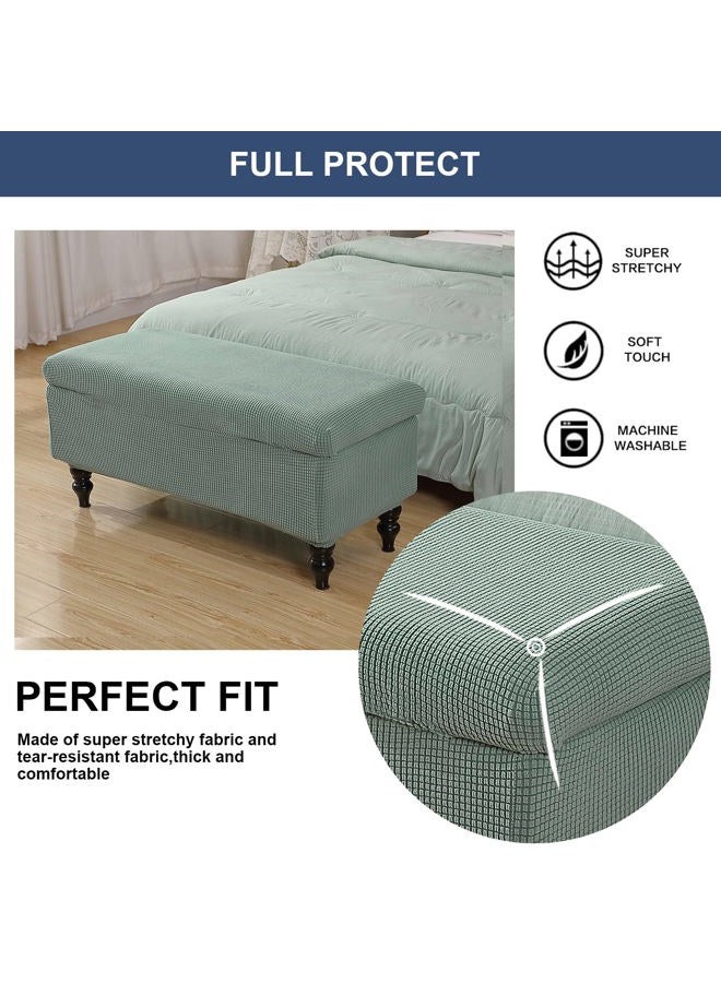 FUANGUI Ottoman Cover Stretch Storage Ottoman Bench Slipcover Jacquard Folding Storage Bench Ottoman Cover Footrest Stool Slipcover Footstool Protector Cover with Elastic Bottom,(80-110cm,M, 31) - Image 4