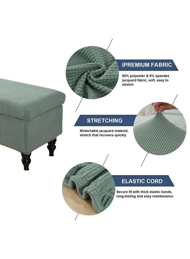 FUANGUI Ottoman Cover Stretch Storage Ottoman Bench Slipcover Jacquard Folding Storage Bench Ottoman Cover Footrest Stool Slipcover Footstool Protector Cover with Elastic Bottom,(80-110cm,M, 31) - Image 3