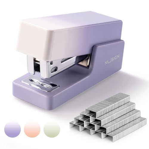 NUSIGN Mini Stapler with 830 Staples, Small Cute Desk Staplers, 25 Sheet Capacity, Purple-White Gradient - Image 1