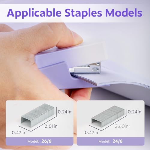 NUSIGN Mini Stapler with 830 Staples, Small Cute Desk Staplers, 25 Sheet Capacity, Purple-White Gradient - Image 3