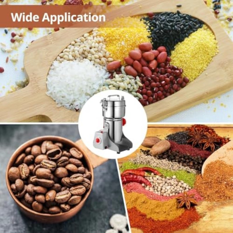 Grain Mill Grinder 800g, Electric Stainless Steel High-Speed Spice Herb Grinder, 3200W Swing Type Cereals Corn Flour Pulverizer Powder Machine for Dry Spice Herbs Grains Coffee Rice Pepper - Image 5