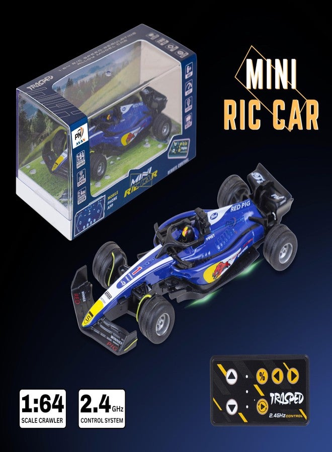 PN AVAN 1:64 Scale Formula RC Racing Car for Kids Age 6+ Years | Mini Rechargeable Remote Control Sports Car with APP Control, LED Lights, 3 Speed Modes & Type-C Charging (Blue & White) - Image 4